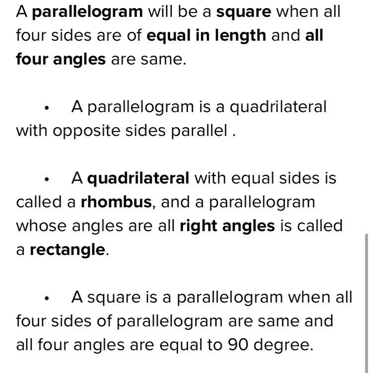 A parallelogram has four angles that have the same measurements. Is it a square? Choose-example-1