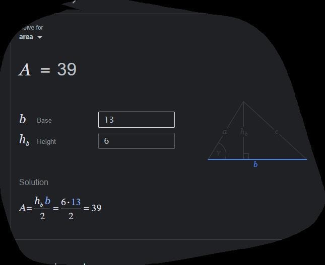 If x = 13 units and h = 6 units, then what is the area of the triangle shown above-example-1