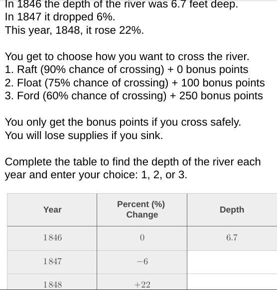 Oregon Trail: Percents. PLEASE HELP! NEED THIS DONE BY TODAY!!!-example-1