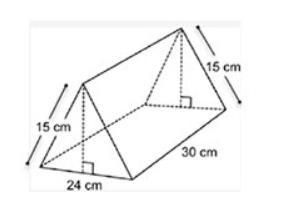 A candy bar box is in the shape of a triangular prism. The volume of the box is 3,240 cubic-example-1