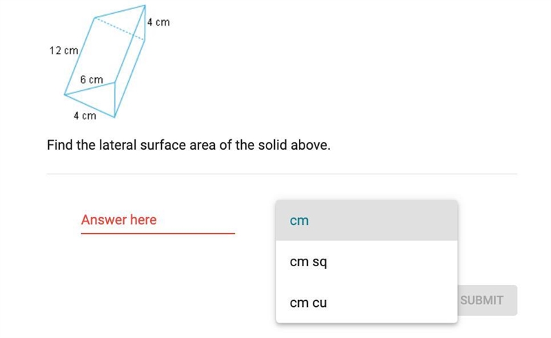 Answer fast! Find the lateral surface area of the solid above.-example-1