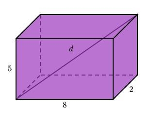 What is the length of the diagonal, d, of the rectangular prism shown below? Round-example-1