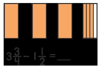 Use the fraction models to solve the subtraction equation. A) two and one fourth B-example-1