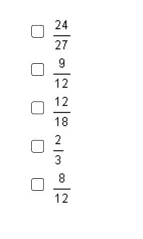 Choose all the fractions that are equivalent to 6/9.-example-1