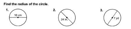 Find the radius of the circle. (do all 3)-example-1