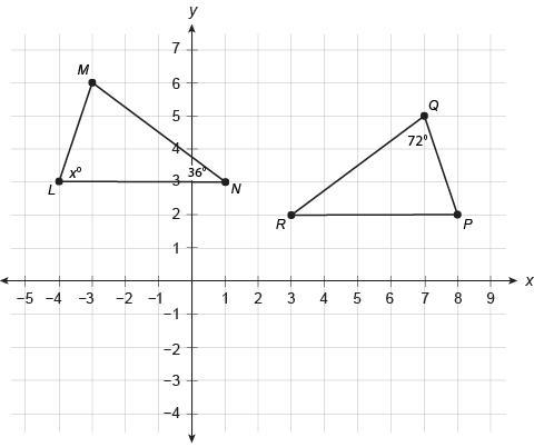 LMN≅PQR What is the value of x in degrees? Enter your answer in the box. x​ = ___°-example-1