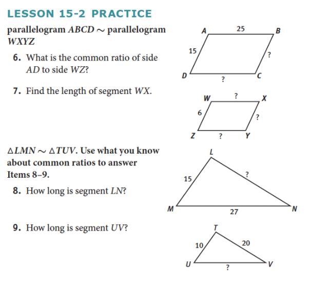 Finding missing sides of quadrilaterals and triangles.-example-1