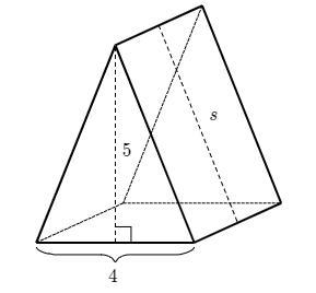 What is the slant height, s, of the triangular prism? Round your answer to the nearest-example-1