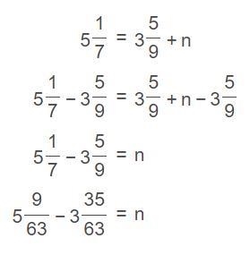 8 1/9 = 2 3/5 + m _______________________________________ what does m = ________________________________________ When-example-2