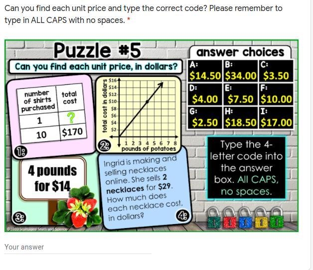 Can you find each unit price and type the correct code? Please remember to type in-example-1