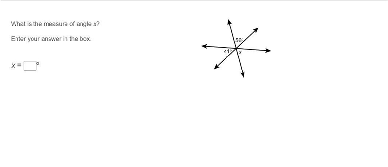 50 points! What is the measure of angle x? Enter your answer in the box.-example-1