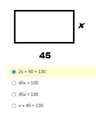 If the perimeter of the rectangle below is 130, which equation correctly expresses-example-1