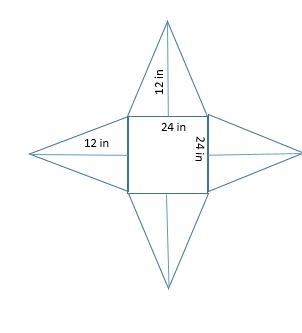 Use the net to find the surface area of the square pyramid. A) 942 in2 B) 1152 in-example-1