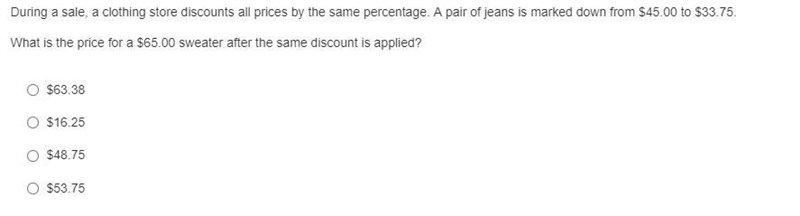 During a sale, a clothing store discounts all prices by the same percentage. A pair-example-1