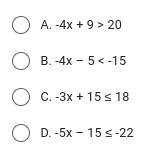 If x = -1, then which of the following inequalities makes a true statement?-example-1