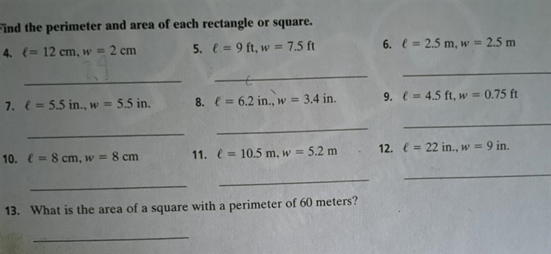 Perimeters and Areas of Rectangles (PLEASE HELP)-example-1