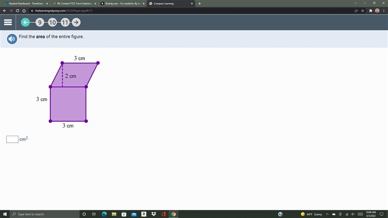 Find the area of the entire figure.-example-1