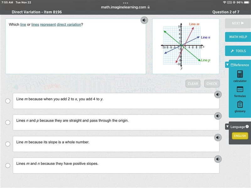 Which line or lines represent direct variation? Don’t really know much about this-example-1