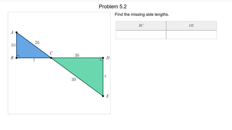 Find the missing side lengths-example-1