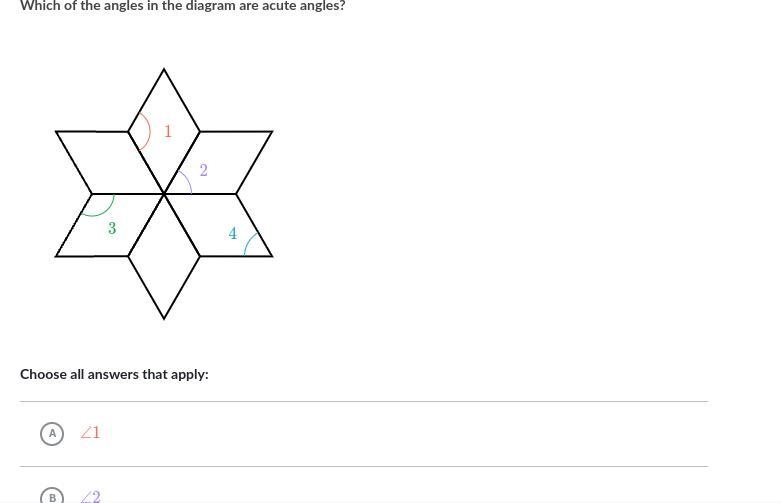 Which of the angles in the diagram are acute angles?-example-1