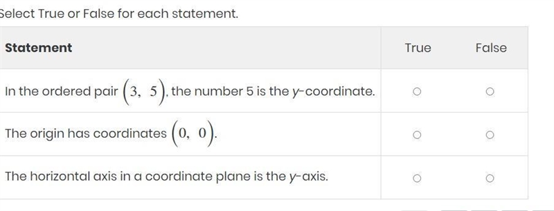 Select True or False for each statement.-example-1