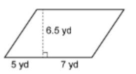 Area of the parallelogram? 45.5 yards squared 75 yards squared 78 yards squared 84 yards-example-1