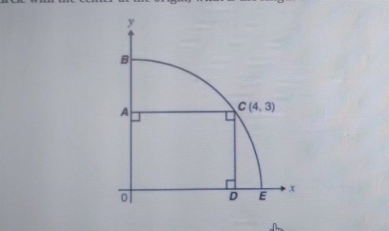 __ If Arc BE in the coordinate system below is the arc of a circle with the center-example-1