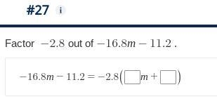 Factor $-2.8$ out of $-16.8m-11.2$ .-example-1