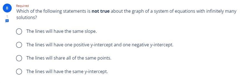 Which of the following statements is not true about the graph of a system of equations-example-1