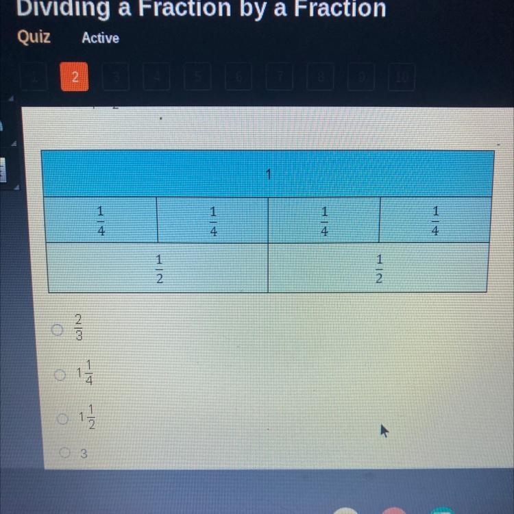 What is 3/4÷1/2? 2/3 1 1/4 1 1/2 3-example-1