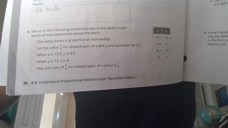 9. Which of the following statements about the table is true? Select all true statements-example-1