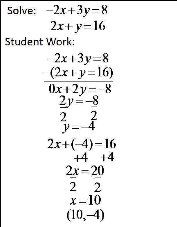 What mistake did this student make? 1. The 2nd equation should have been added to-example-1