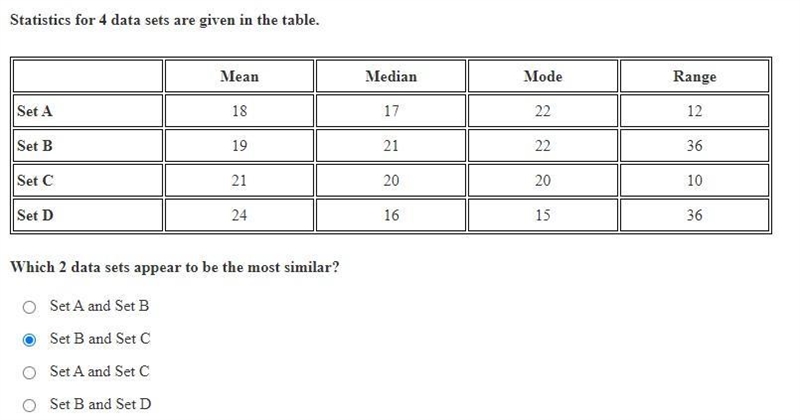 Help? Which 2 data sets appear to be the most similar?-example-1