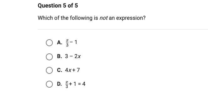 Which of the following is not an expression?-example-1