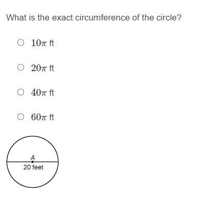 Giving away 60 points, answer quick!! What is the exact circumference of the circle-example-1