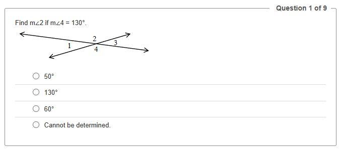 Find m∠2 if m∠4 = 130°.-example-1