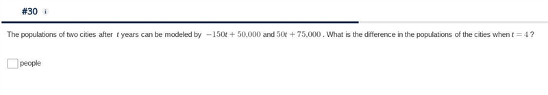 The populations of two cities after t years can be modeled by -150t+50,000 and 50t-example-1