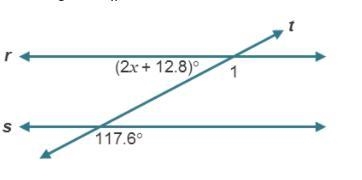 In the diagram, r || s. Parallel lines r and s are crossed by transversal t to form-example-1