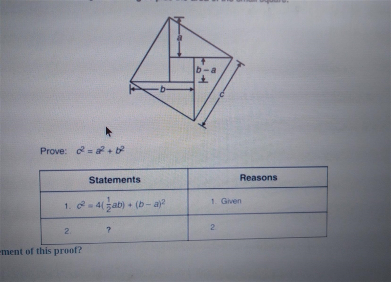 Given: Side c is the length of the hypotenuse of a right triangle Sides a and bare-example-1