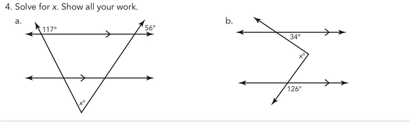 Solve for x. Show all your work.-example-1