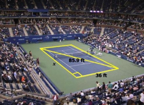 What is the approximate measure of the length of the tennis court, x? PLEASE HELPPPP-example-1