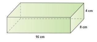 What is the volume of the right rectangular prism shown? A) 96 cm^3 B) 128 cm^3 C-example-1