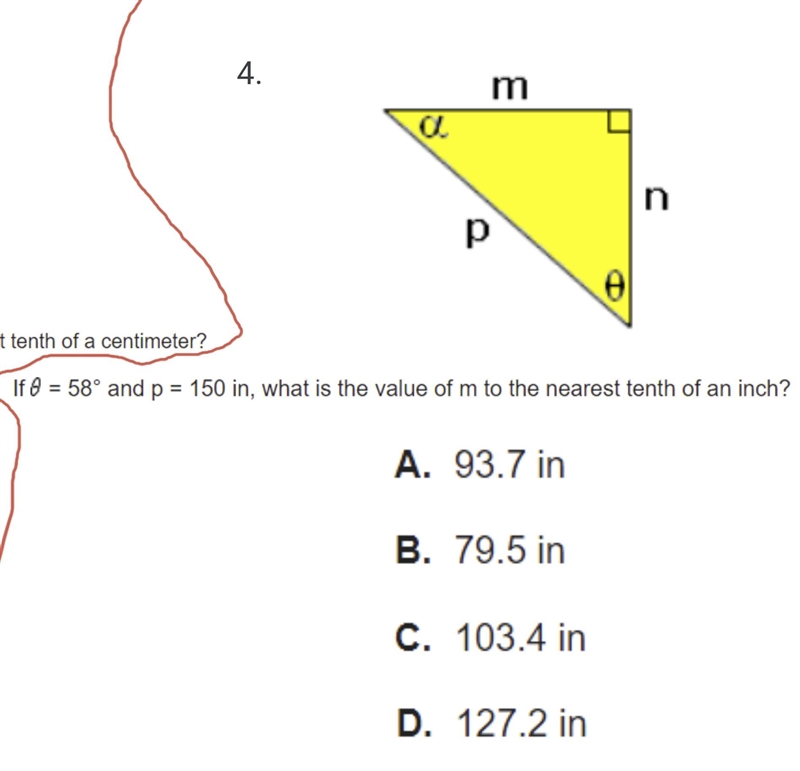 If 0=50 and p=150 in, what is the value of m to the nearest tenth of an inch?-example-1