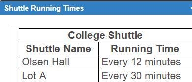 A college offers shuttle service from Olsen Hall or Lot A to its campus quad. Both-example-1