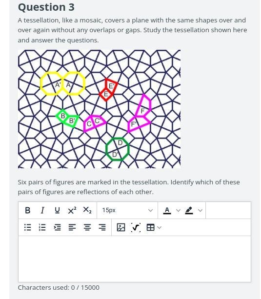 A tessellation, like a mosaic, covers a plane with the same shapes over and over again-example-1