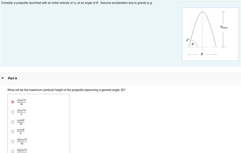 Consider a projectile launched with an initial velocity of v0 at an angle of θ . Assume-example-1