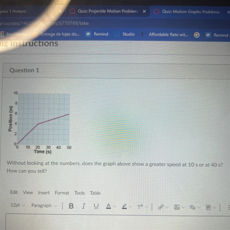 Without looking at the numbers, does the graph above show a greater speed at 10 s-example-1