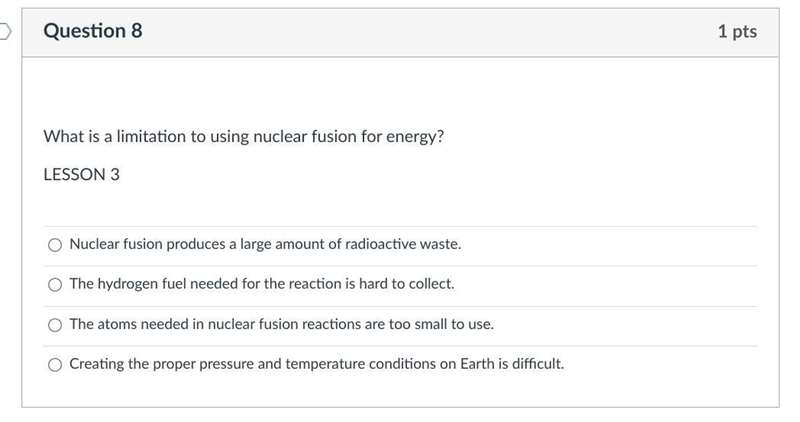 What is a limitation to using nuclear fusion for energy?-example-1