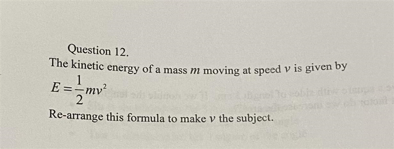 Re arrange the formula to make v the subject-example-1