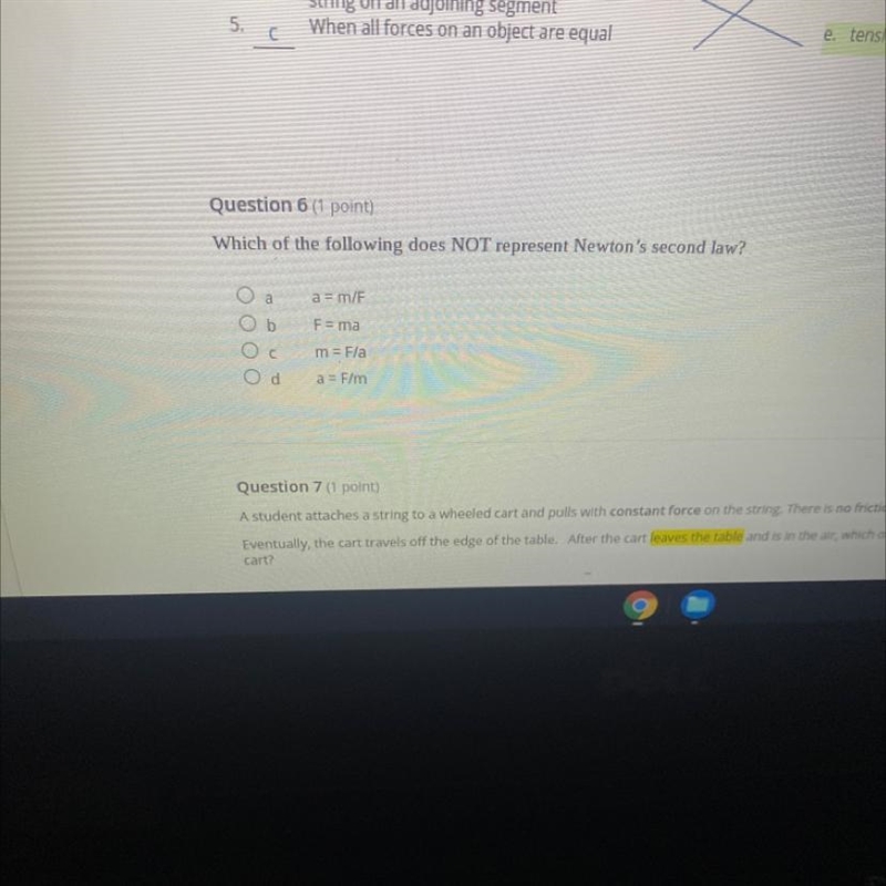 Which of the following does not represent newton’s second law-example-1